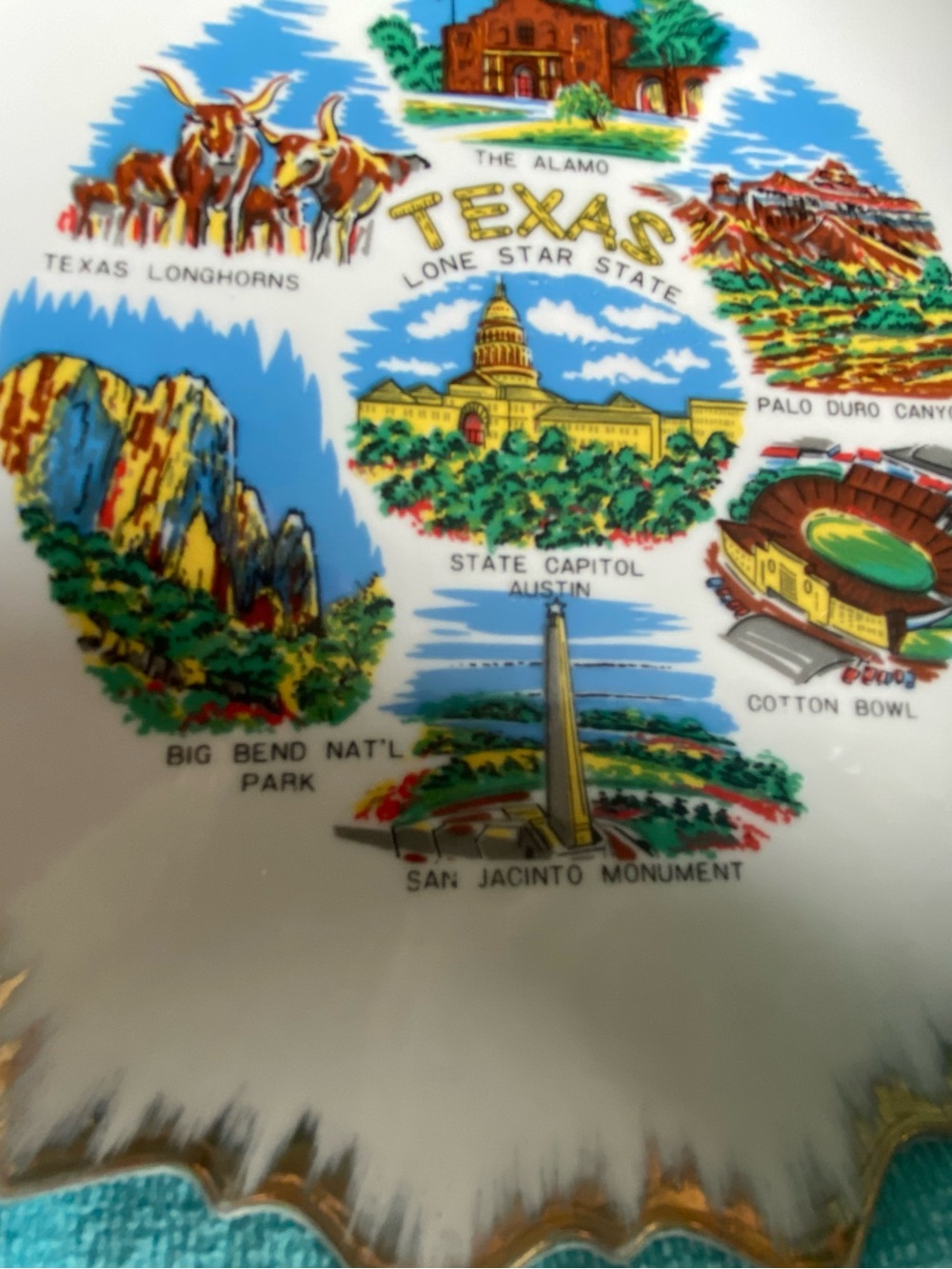 Vintage Texas Landmark Souvenir Plate The Alamo,Cotton Bowl, Palo Duro Canyon - Picture 3 of 9